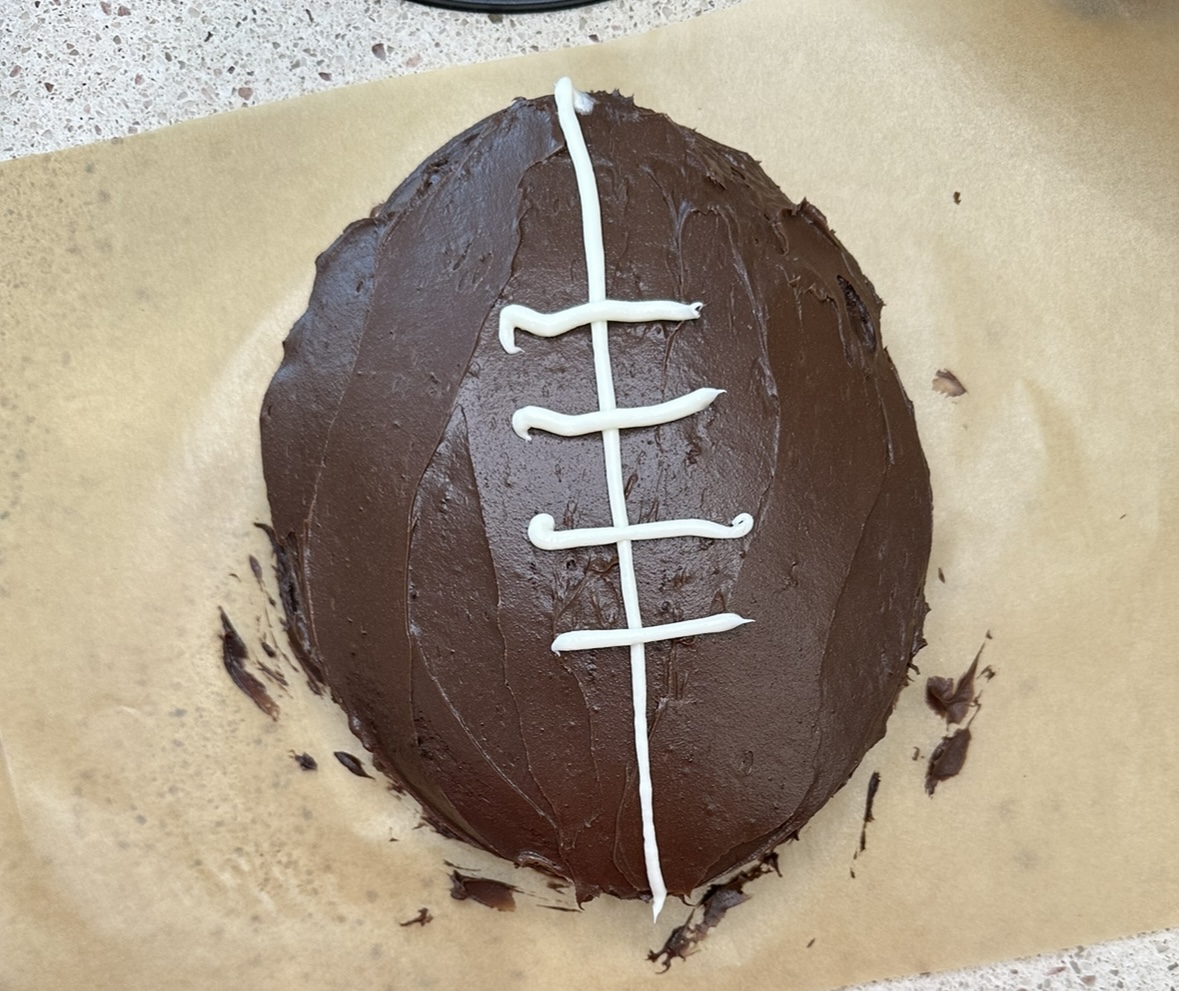 Easy Chocolate Football Cake - Crazy Busy Mama