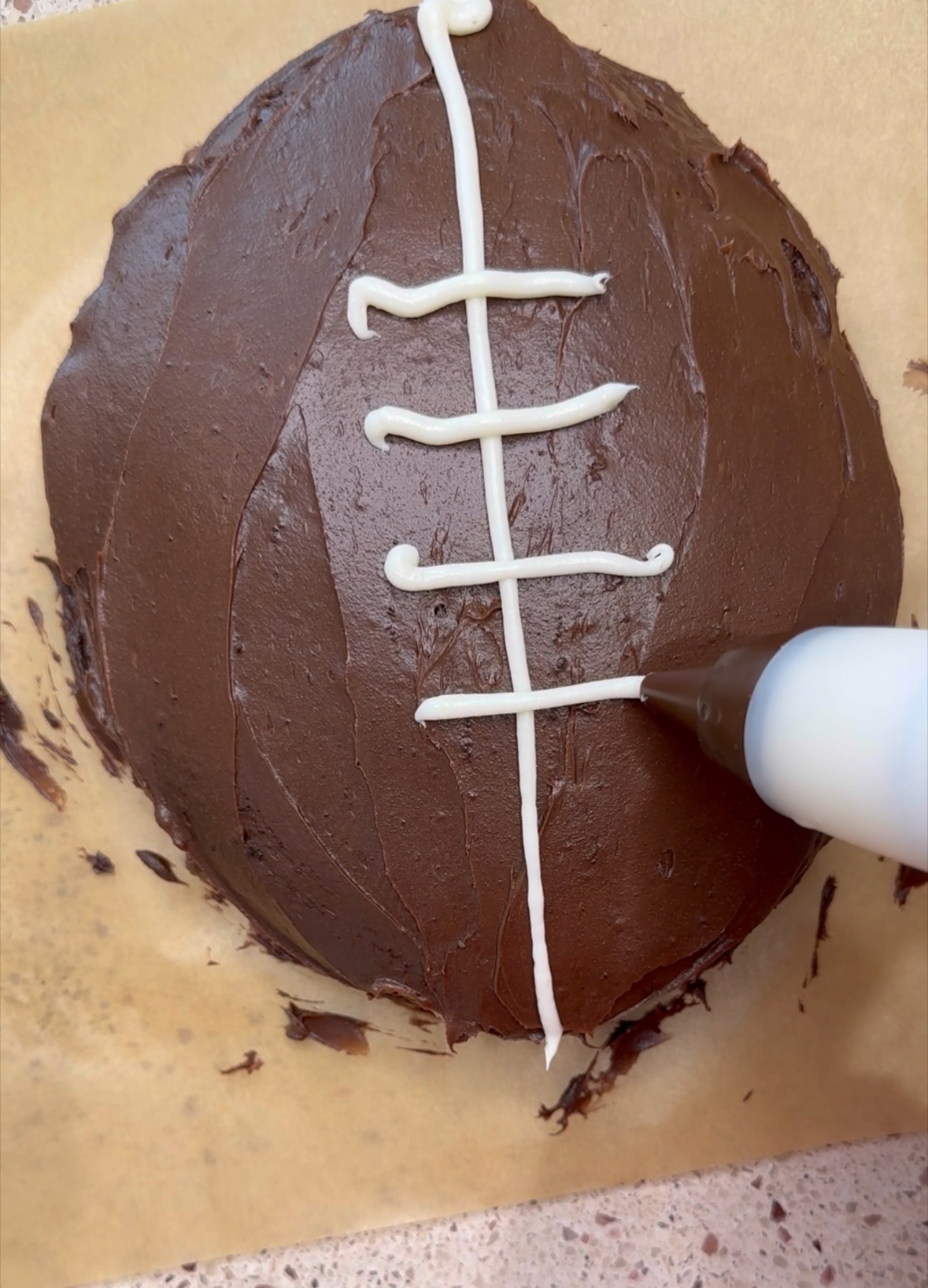 Easy Chocolate Football Cake - Crazy Busy Mama