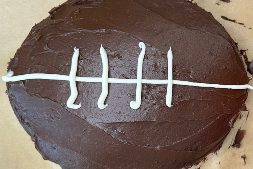 Easy Chocolate Football Cake - Crazy Busy Mama