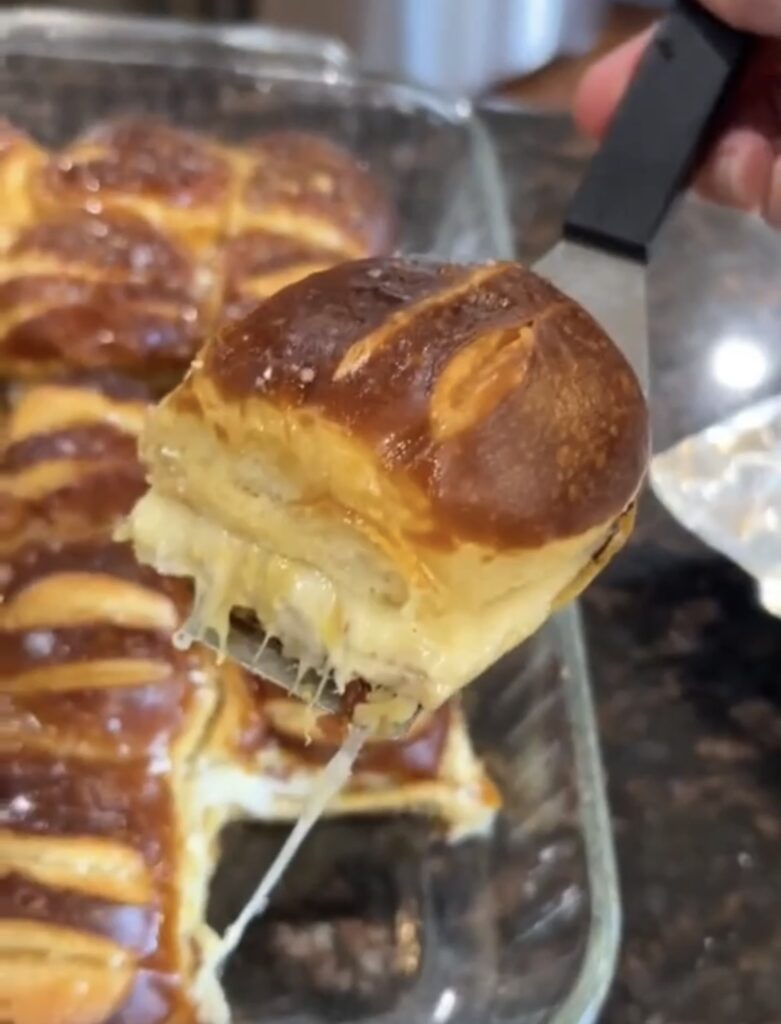 Turkey Bacon Dijon Pretzel Sliders