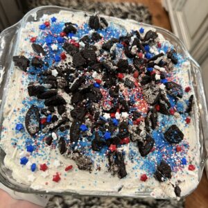 No Bake Fireworks Oreo Cheesecake