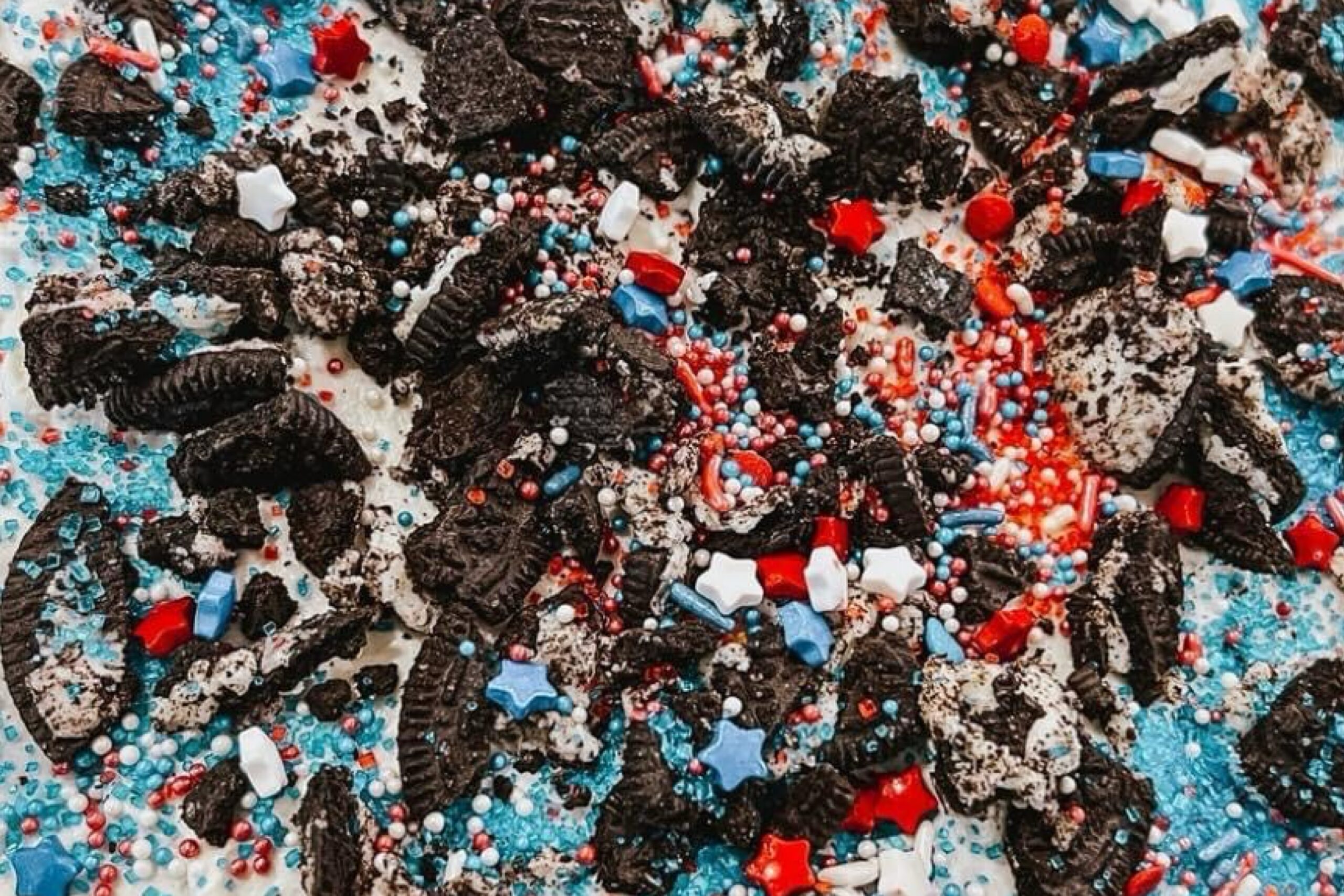 No Bake Fireworks Oreo Cheesecake