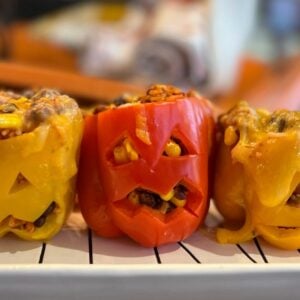 Jack-o-Lantern Stuffed Peppers