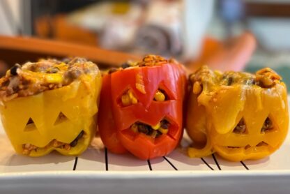 Jack-o-Lantern Stuffed Peppers