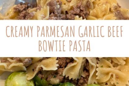 Creamy Parmesan Garlic Beef Bowtie Pasta